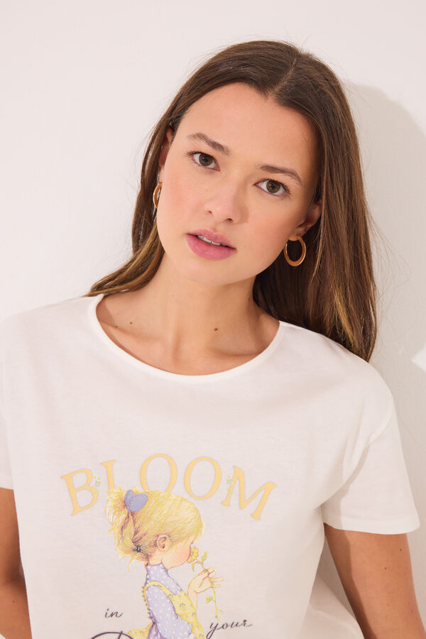 Womensecret Pijama corta 100% algodón con estampado "Holly Hobbie" marfil