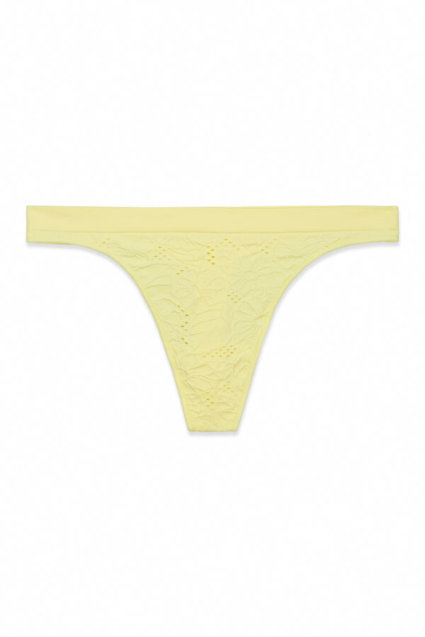 HI&BYE Tanga sin costuras floral amarilla amarillo