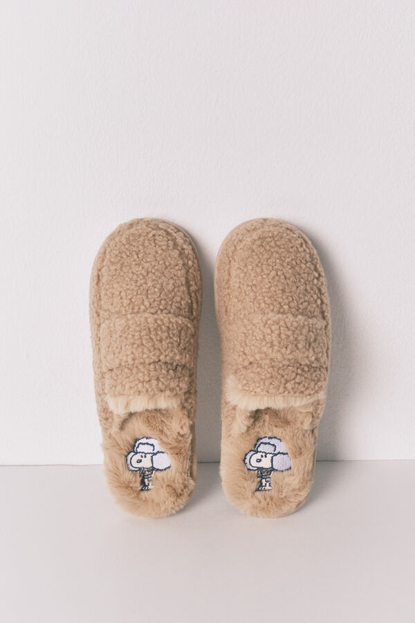 Women'secret Pantuflas para casa de borrego de Snoopy café