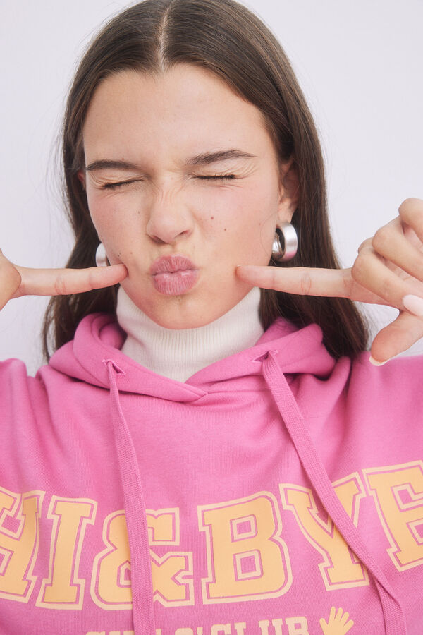Womensecret Sudadera capucha felpa rosa logo rosa