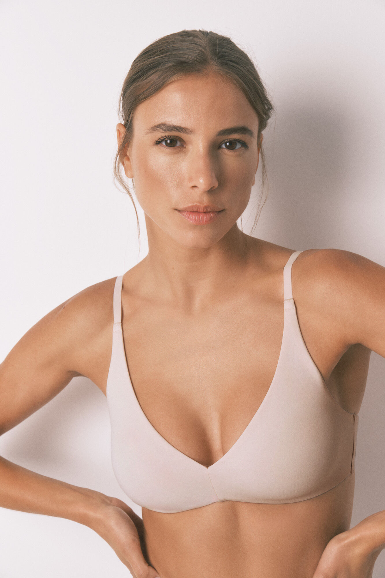 Women'secret Brasier triangular de algod&oacute;n beige