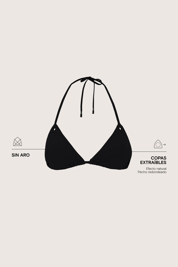 Womensecret Top de bikini triangular con cortina negra negro