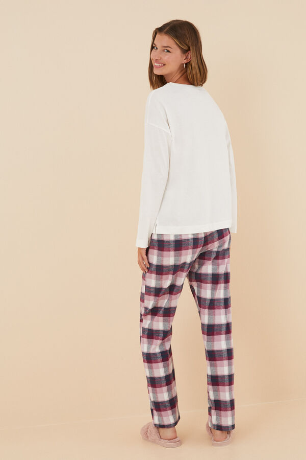 Womensecret Pijama 100% algodón Snoopy franela marfil