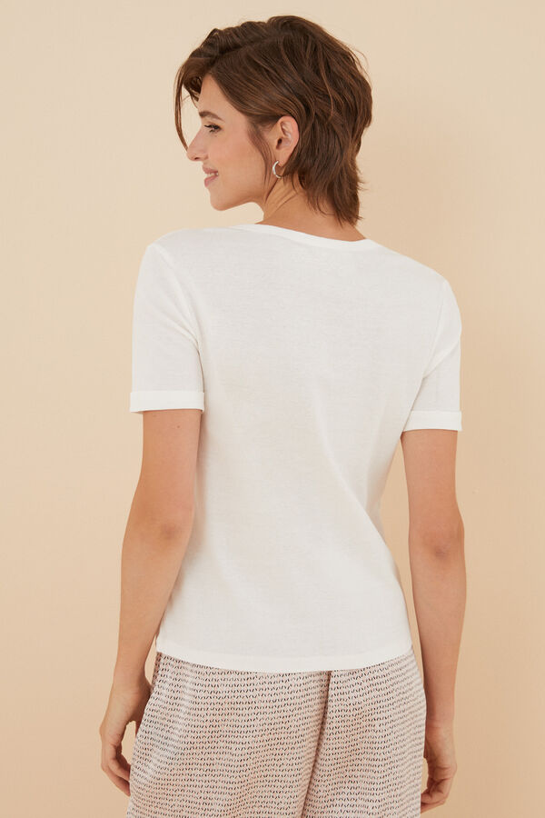 Womensecret Camiseta blanca 100% algodón marfil