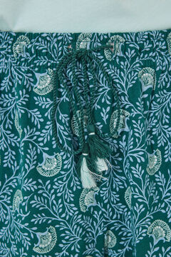 Womensecret Pijama corta 100% algodón flores verdes verde