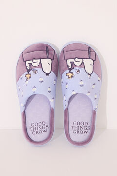 Womensecret Pantuflas para casa moradas de Snoopy estampado