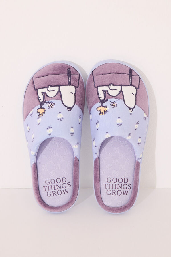 Womensecret Pantuflas para casa moradas de Snoopy estampado