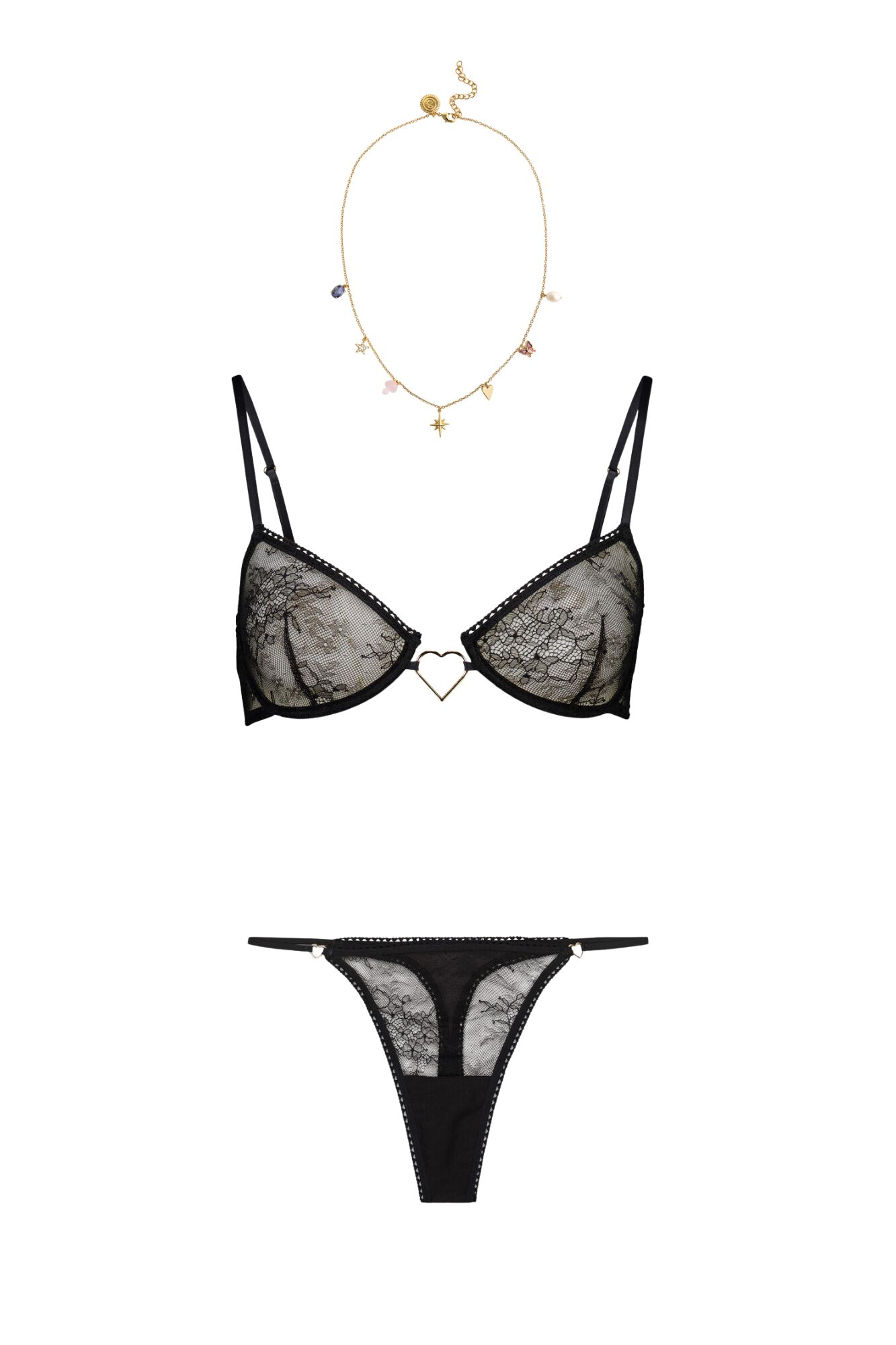 Womensecret Conjunto de sujetador, tanga y collar 