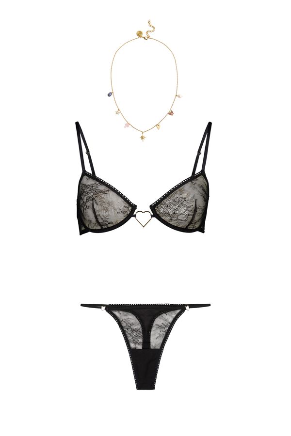 Womensecret Conjunto de sujetador, tanga y collar 