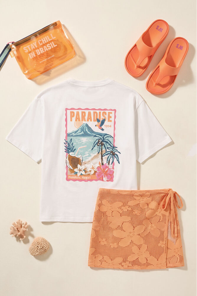 Womensecret Conjunto de pareo, camiseta, chanclas y bolsa 