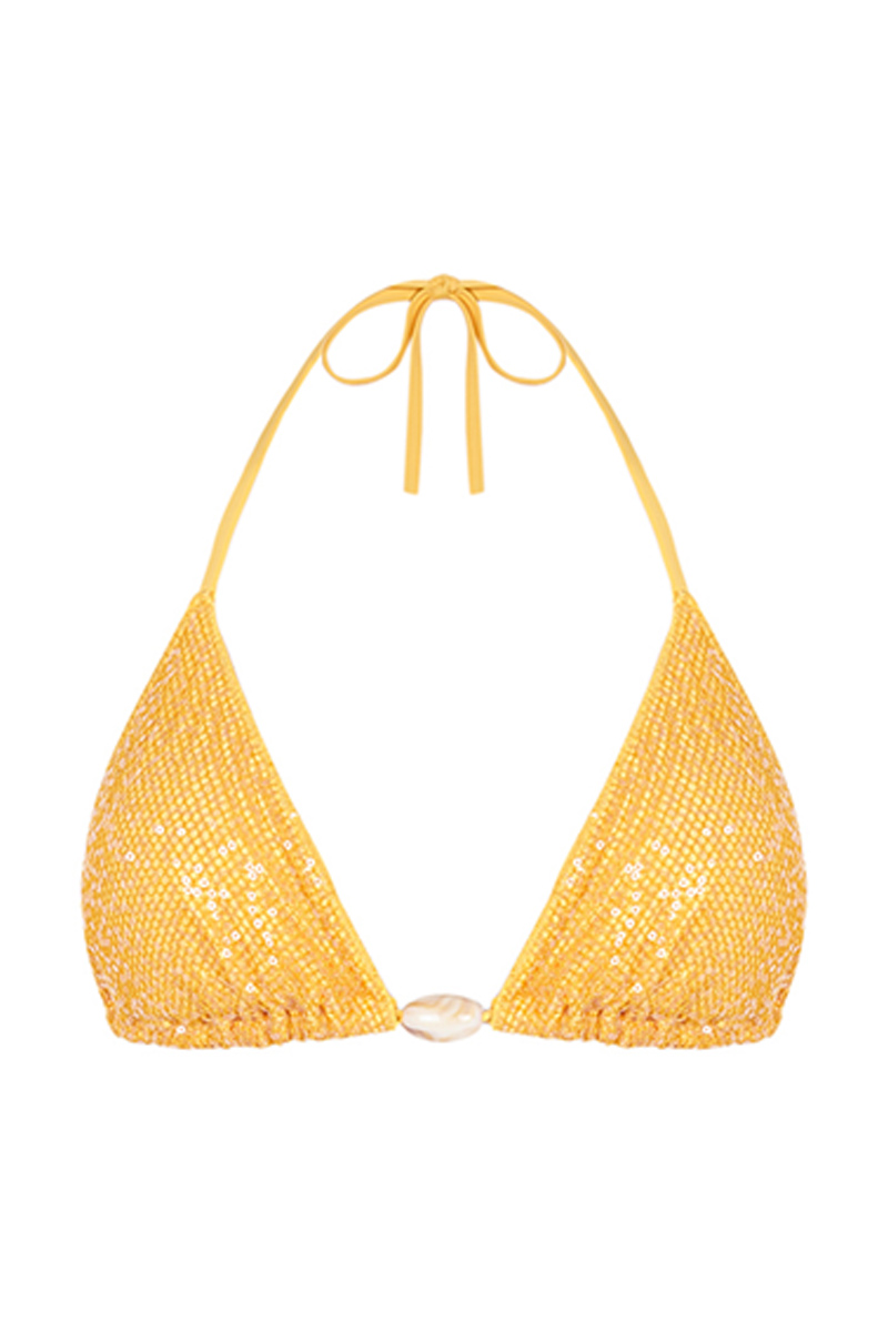 Top bikini triangular lentejuelas amarillo Ropa de bano de mujer WomenSecret MX