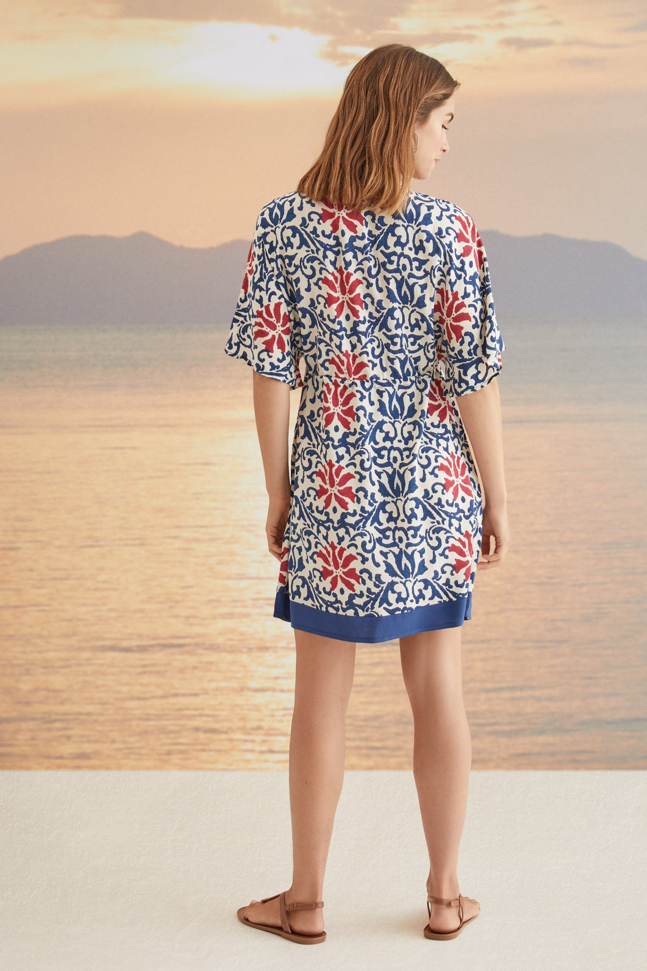 Camisetas Springfield Mujer Camiseta Lisa Manga Vuelta Botones