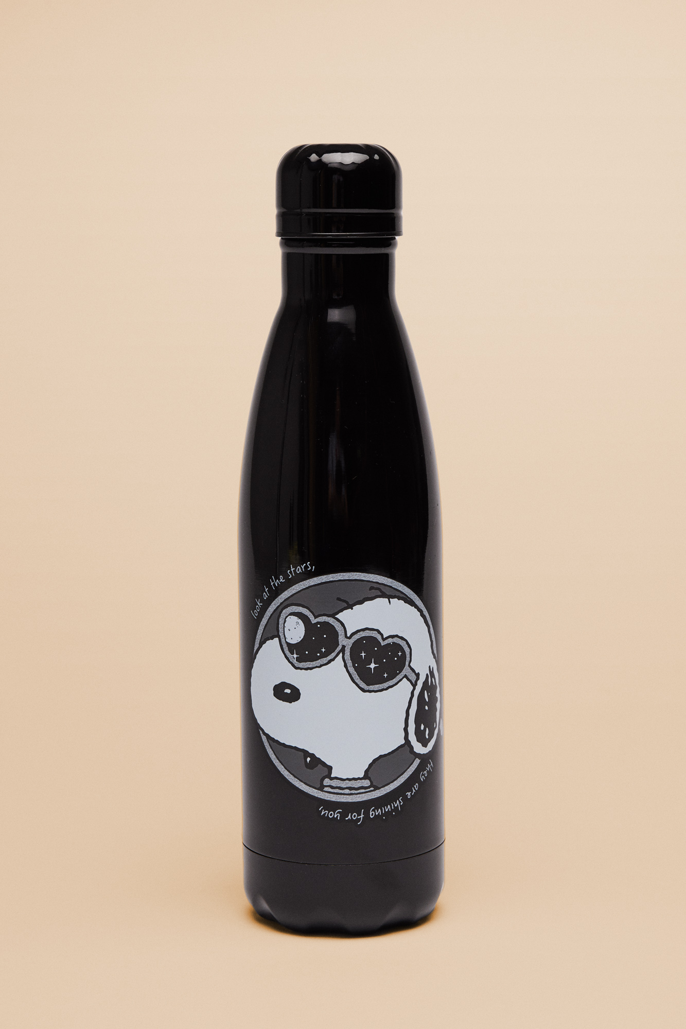 Botella acero inoxidable Snoopy negra Accesorios para mujer
