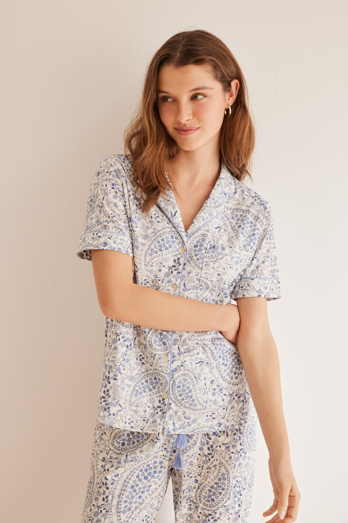 Pijama Camisera 100% Algodón Paisley | Piyamas De Mujer | -MX