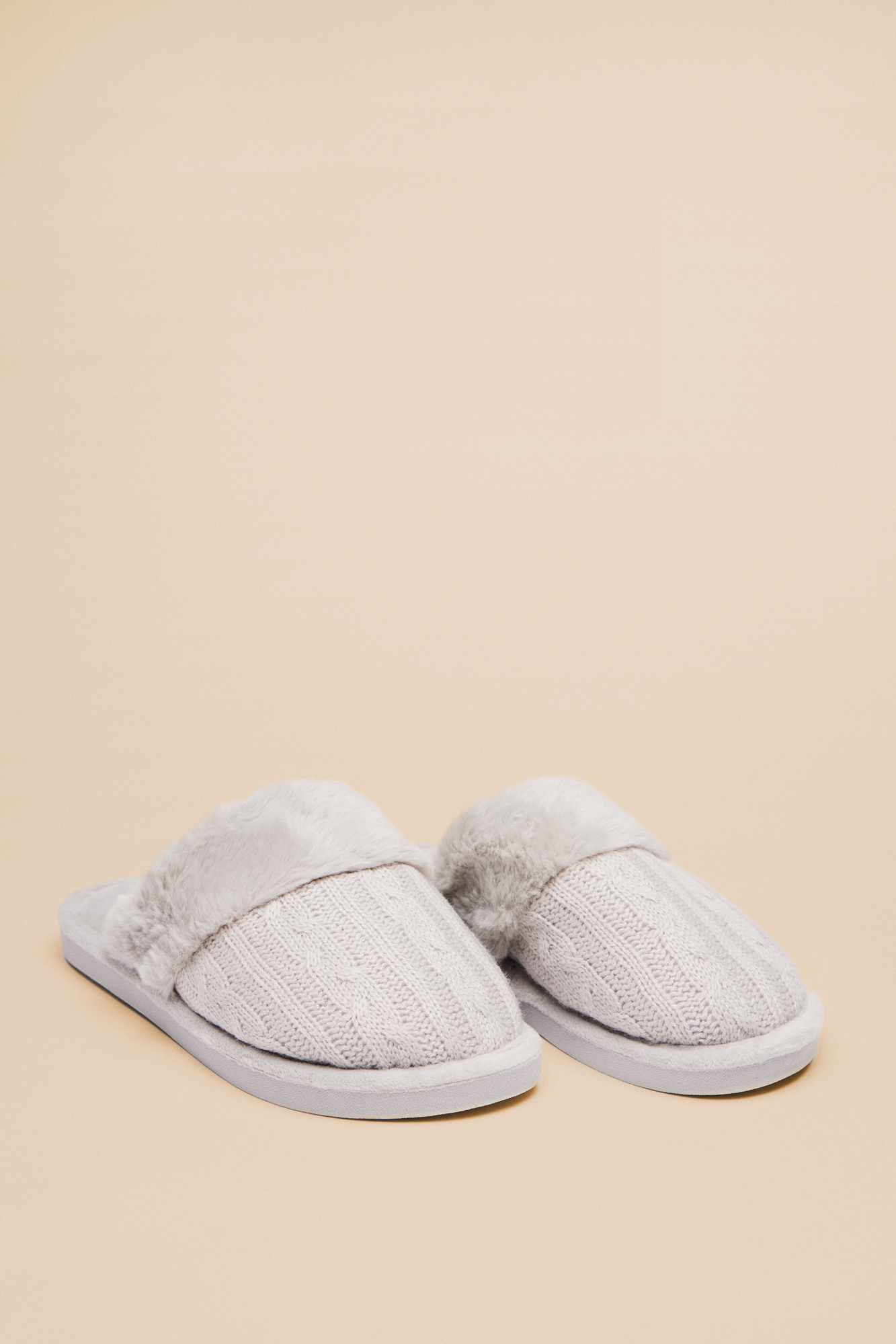 Pantuflas casa pelo tricot gris Calzado para mujer WomenSecret MX