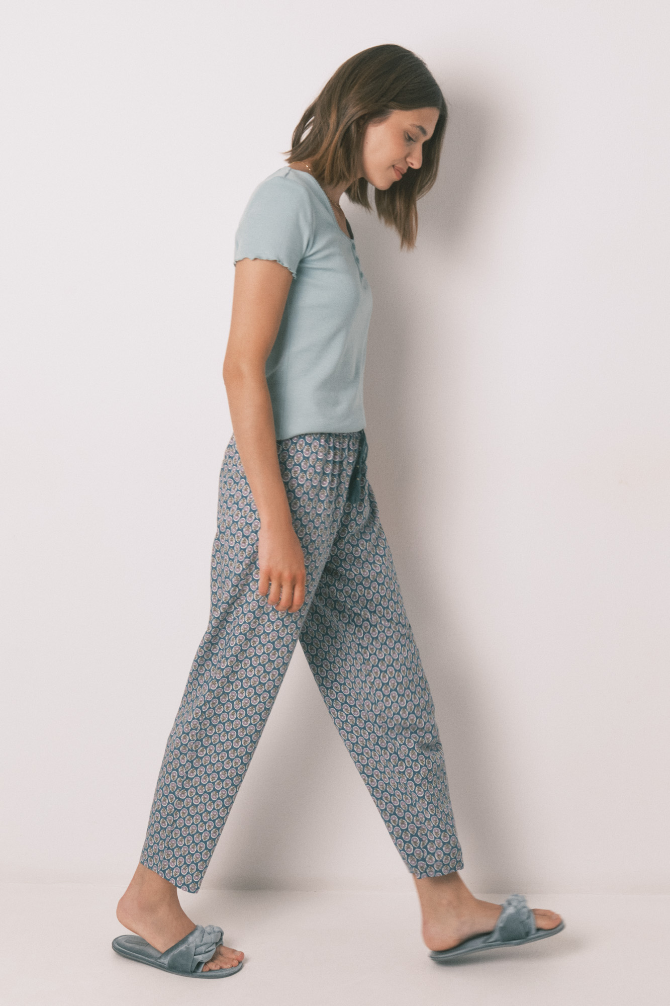 Women'secret Pantaloni Lunghi In Viscosa Stampa Foglie - Pigiama Donna Comodo E Alla Moda